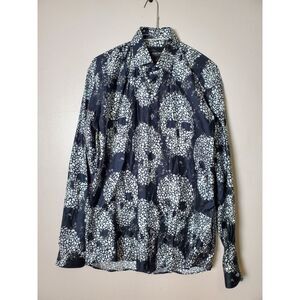 Maceoo Fibonacci‎ Head Skulls Black Long Sleeve Button Up Shirt Size Medium 3/M